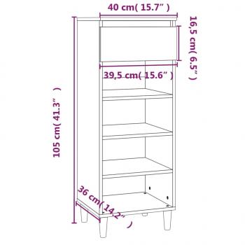 Schuhschrank Betongrau 40x36x105 cm Holzwerkstoff