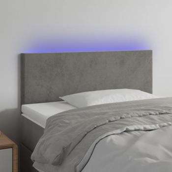 ARDEBO.de - LED Kopfteil Hellgrau 90x5x78/88 cm Samt