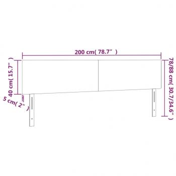 LED Kopfteil Hellgrau 200x5x78/88 cm Samt