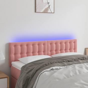 ARDEBO.de - LED Kopfteil Rosa 144x5x78/88 cm Samt