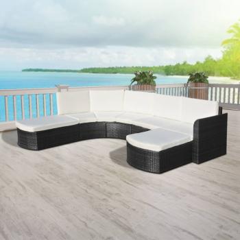 4-tlg. Garten-Lounge-Set mit Auflagen Poly Rattan Schwarz