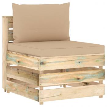 3-tlg. Garten-Lounge-Set mit Kissen Grün Imprägniertes Holz