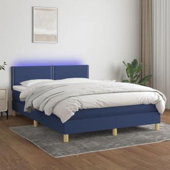 ARDEBO.de - Boxspringbett mit Matratze & LED Blau 140x200 cm Stoff