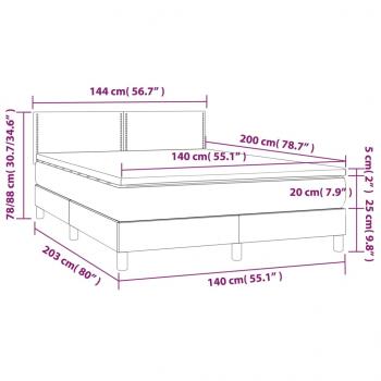 Boxspringbett mit Matratze & LED Blau 140x200 cm Stoff