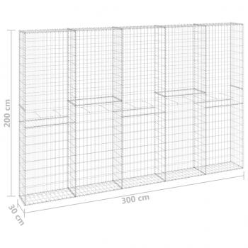 Gabionenwand mit Abdeckung Verzinkter Stahl 300x30x200 cm