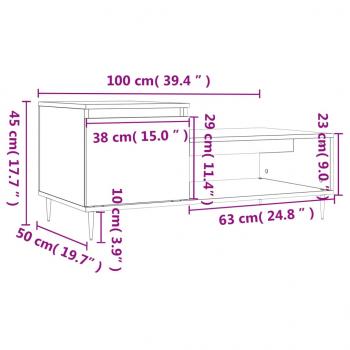 Couchtisch Schwarz 100x50x45 cm Holzwerkstoff