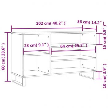 Schuhregal Betongrau 102x36x60 cm Holzwerkstoff