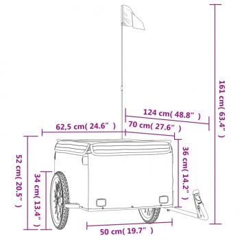 Fahrradanhänger Schwarz 45 kg Eisen