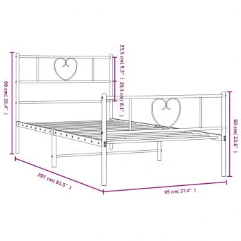 Bettgestell mit Kopf- und Fußteil Metall Weiß 90x200 cm