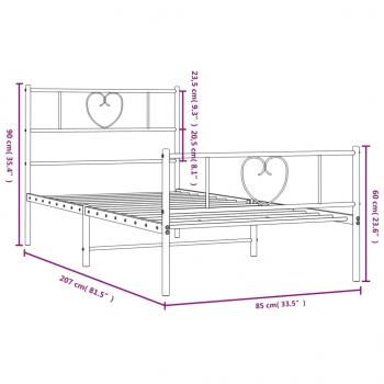 Bettgestell mit Kopf- und Fußteil Metall Weiß 80x200 cm