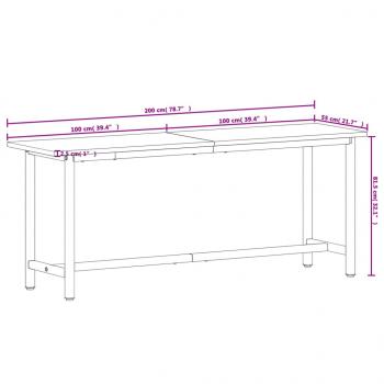 Werkbank 200x55x81,5 cm Massivholz Buche und Metall