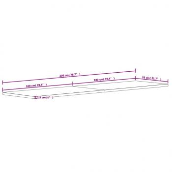 Schreibtischplatte 200x55x2,5 cm Massivholz Buche