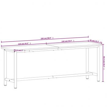 Werkbank 220x55x81,5 cm Massivholz Buche und Metall