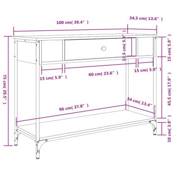 Konsolentisch Grau Sonoma 100x34,5x75 cm Holzwerkstoff