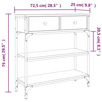 Konsolentisch Grau Sonoma 72,5x25x75 cm Holzwerkstoff