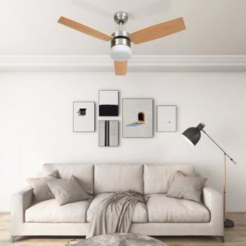 ARDEBO.de - Deckenventilator mit Licht und Fernbedienung 108 cm Hellbraun