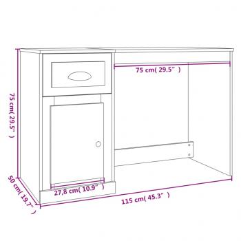 Schreibtisch mit Schublade Weiß 115x50x75 cm Holzwerkstoff