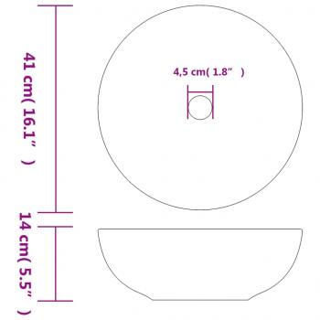 Aufsatzwaschbecken Grau Rund Ø41x14 cm Keramik