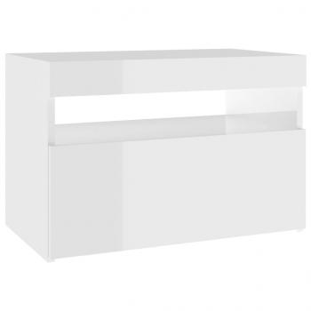 TV-Schrank mit LED-Leuchten Hochglanz-Weiß 60x35x40 cm