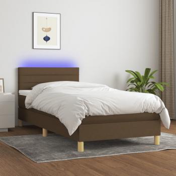 ARDEBO.de - Boxspringbett mit Matratze & LED Dunkelbraun 90x190 cm Stoff