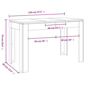 Esstisch Grau Sonoma 120x60x76 cm Holzwerkstoff