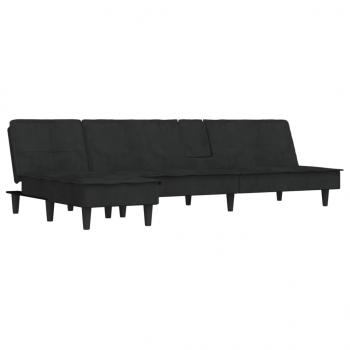 Schlafsofa in L-Form Schwarz 255x140x70 cm Samt