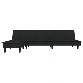 Schlafsofa in L-Form Schwarz 255x140x70 cm Samt