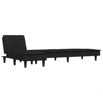 Schlafsofa in L-Form Schwarz 255x140x70 cm Samt