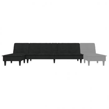 Schlafsofa in L-Form Schwarz 255x140x70 cm Samt