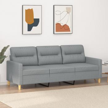 ARDEBO.de - 3-Sitzer-Sofa Hellgrau 180 cm Stoff