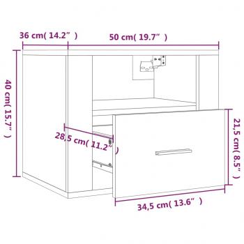 Wand-Nachttische 2 Stk. Grau Sonoma 50x36x40 cm