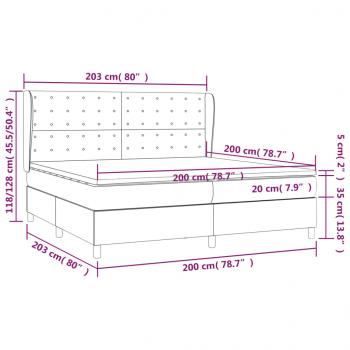 Boxspringbett mit Matratze Grau 200x200 cm Kunstleder