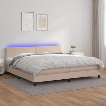 ARDEBO.de - Boxspringbett mit Matratze & LED Cappuccino-Braun 200x200cm