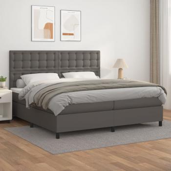 ARDEBO.de - Boxspringbett mit Matratze Grau 200x200 cm Kunstleder