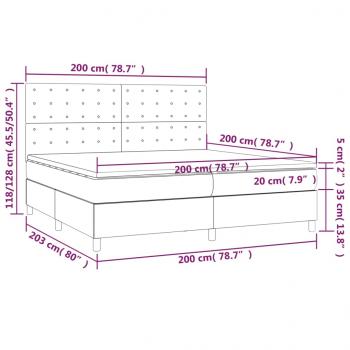 Boxspringbett mit Matratze Grau 200x200 cm Kunstleder