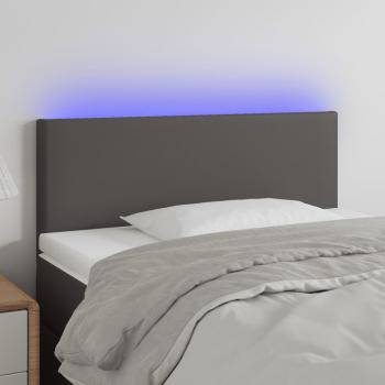 ARDEBO.de - LED Kopfteil Grau 100x5x78/88 cm Kunstleder