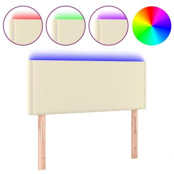 LED Kopfteil Creme 100x5x78/88 cm Kunstleder