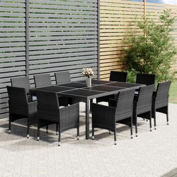 ARDEBO.de - 11-tlg. Garten-Essgruppe Poly Rattan Grau