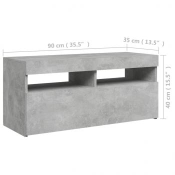 TV-Schrank mit LED-Leuchten Betongrau 90x35x40 cm