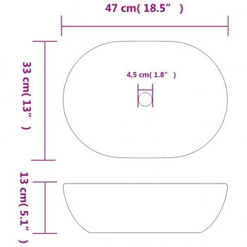 Aufsatzwaschbecken Grau und Blau Oval 47x33x13 cm Keramik