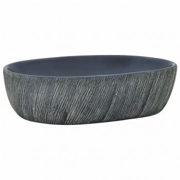 Aufsatzwaschbecken Schwarz und Grau Oval 47x33x13 cm Keramik