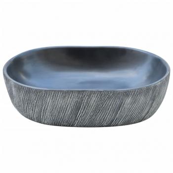 Aufsatzwaschbecken Schwarz und Grau Oval 47x33x13 cm Keramik