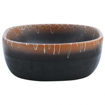 Aufsatzwaschbecken Schwarz und Orange Oval 47x33x13 cm Keramik