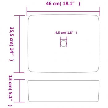 Aufsatzwaschbecken Mehrfarbig Rechteckig 46x35,5x13cm Keramik