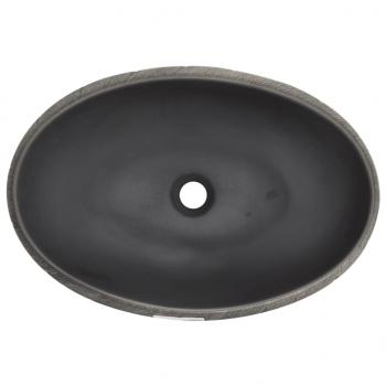 Aufsatzwaschbecken Schwarz und Grau Oval 59x40x15 cm Keramik