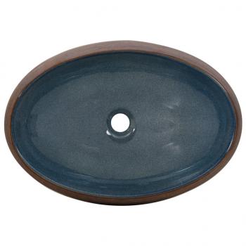 Aufsatzwaschbecken Braun und Blau Oval 59x40x15 cm Keramik