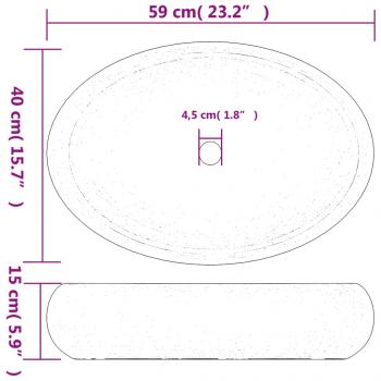 Aufsatzwaschbecken Grün und Braun Oval 59x40x15 cm Keramik