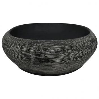 Aufsatzwaschbecken Grau und Schwarz Oval 59x40x14 cm Keramik