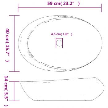 Aufsatzwaschbecken Grau und Schwarz Oval 59x40x14 cm Keramik