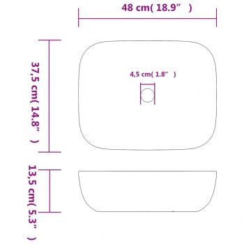 Aufsatzwaschbecken Mehrfarbig Rechteckig 48x37,5x13,5cm Keramik